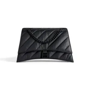 Women's Crush Medium Chain Bag Quilted in Black