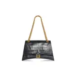 Women's Crush Medium Chain Bag Crocodile Embossed In Black