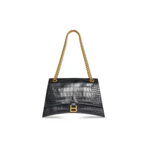 Women's Crush Medium Chain Bag Crocodile Embossed In Black