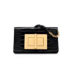 Shiny Stamped Crocodile Leather Natalia Mini Shoulder Bag