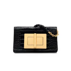 Shiny Stamped Crocodile Leather Natalia Mini Shoulder Bag