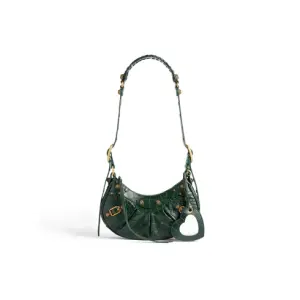 Women's Le Cagole Xs Shoulder Bag Crocodile Embossed In Green
