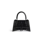 Women's Hourglass Small Handbag Crocodile Embossed In Black