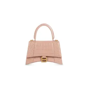 Women's Hourglass Small Handbag Crocodile Embossed in Nude