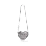 Women's Le Cagole Heart Mini Bag Metallized In Silver