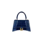 Women's Hourglass Small Handbag Crocodile Embossed In Navy