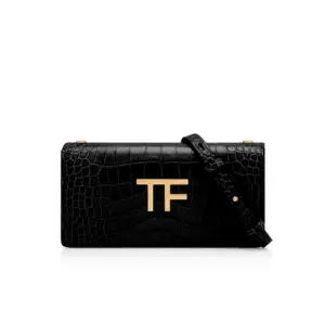 Shiny Stamped Crocodile Leather TF Mini Bag