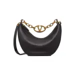 Small VLogo Moon Hobo Bag In Leather With Chain