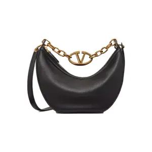 Small VLogo Moon Hobo Bag In Leather With Chain