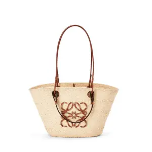Anagram Basket Bag In Iraca Palm And Calfskin