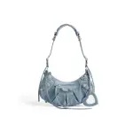 Women's Le Cagole Small Shoulder Bag Denim With Rhinestones In Blue