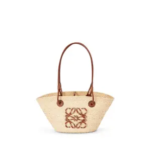 Small Anagram Basket Bag In Iraca Palm And Calfskin