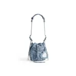 Women's Le Cagole Xs Bucket Bag Denim With Rhinestones In Blue