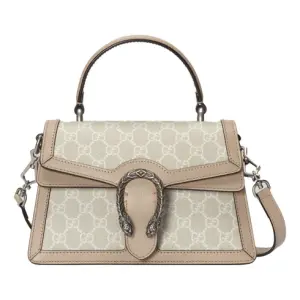 Small Dionysus Top Handle Bag Beige and White
