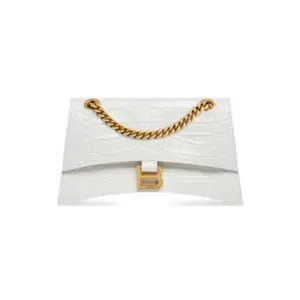 Women's Crush Small Chain Bag Crocodile Embossed In Optic White