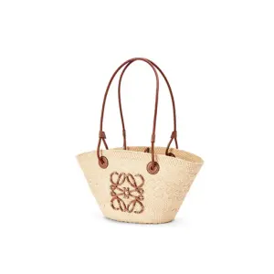 Small Anagram Basket Bag In Iraca Palm And Calfskin