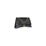Women's Crush Medium Chain Bag Crocodile Embossed In Black