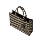 Large Prada Symbole Embroidered Fabric Handbag