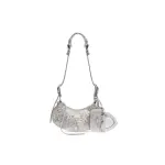 Women's Le Cagole Xs Shoulder Bag With Rhinestones In Grey