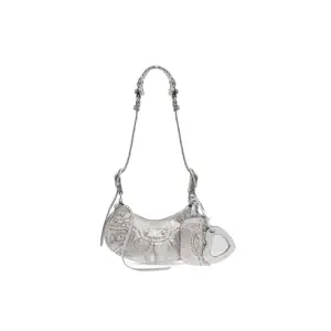 Women's Le Cagole Xs Shoulder Bag With Rhinestones In Grey