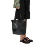 Puzzle Fold Tote In Shiny Calfskin