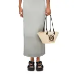 Small Anagram Basket Bag In Iraca Palm And Calfskin