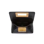 Shiny Stamped Crocodile Leather Natalia Mini Shoulder Bag