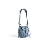Women's Le Cagole Xs Bucket Bag Denim With Rhinestones In Blue