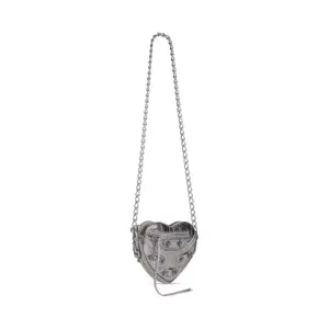 Women's Le Cagole Heart Mini Bag Metallized In Silver
