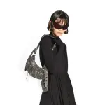 Women's Le Cagole Xs Shoulder Bag With Rhinestones In Grey