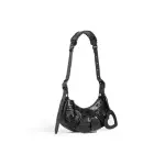 Women's Le Cagole Xs Shoulder Bag Crocodile Embossed In Black