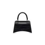 Women's Hourglass Small Handbag Crocodile Embossed in Black