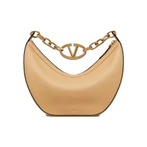 Small VLogo Moon Hobo Bag In Leather With Chain