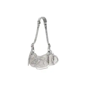 Women's Le Cagole Xs Shoulder Bag With Rhinestones In Grey