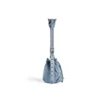 Women's Le Cagole Xs Bucket Bag Denim With Rhinestones In Blue