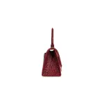 Women's Hourglass Small Handbag Crocodile Embossed In Dark Red