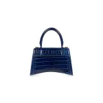 Women's Hourglass Small Handbag Crocodile Embossed In Navy