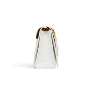 Women's Crush Small Chain Bag Crocodile Embossed In Optic White