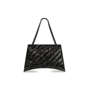 Women's Crush Large Chain Bag Quilted in Black