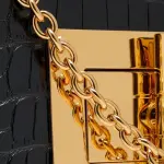 Shiny Stamped Crocodile Leather Natalia Mini Shoulder Bag