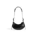 Women's Le Cagole Xs Shoulder Bag Crocodile Embossed In Black