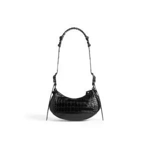 Women's Le Cagole Xs Shoulder Bag Crocodile Embossed In Black