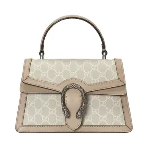 Small Dionysus Top Handle Bag Beige and White