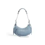 Women's Le Cagole Small Shoulder Bag Denim With Rhinestones In Blue