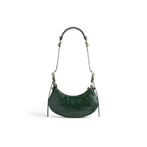Women's Le Cagole Xs Shoulder Bag Crocodile Embossed In Green