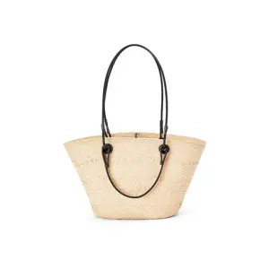 Anagram Basket Bag In Iraca Palm And Calfskin