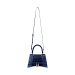 Women's Hourglass Small Handbag Crocodile Embossed In Navy