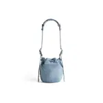Women's Le Cagole Xs Bucket Bag Denim With Rhinestones In Blue