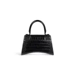 Women's Hourglass Small Handbag Crocodile Embossed In Black