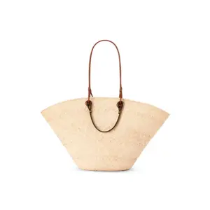 Large Anagram Basket Bag In Iraca Palm And Calfskin